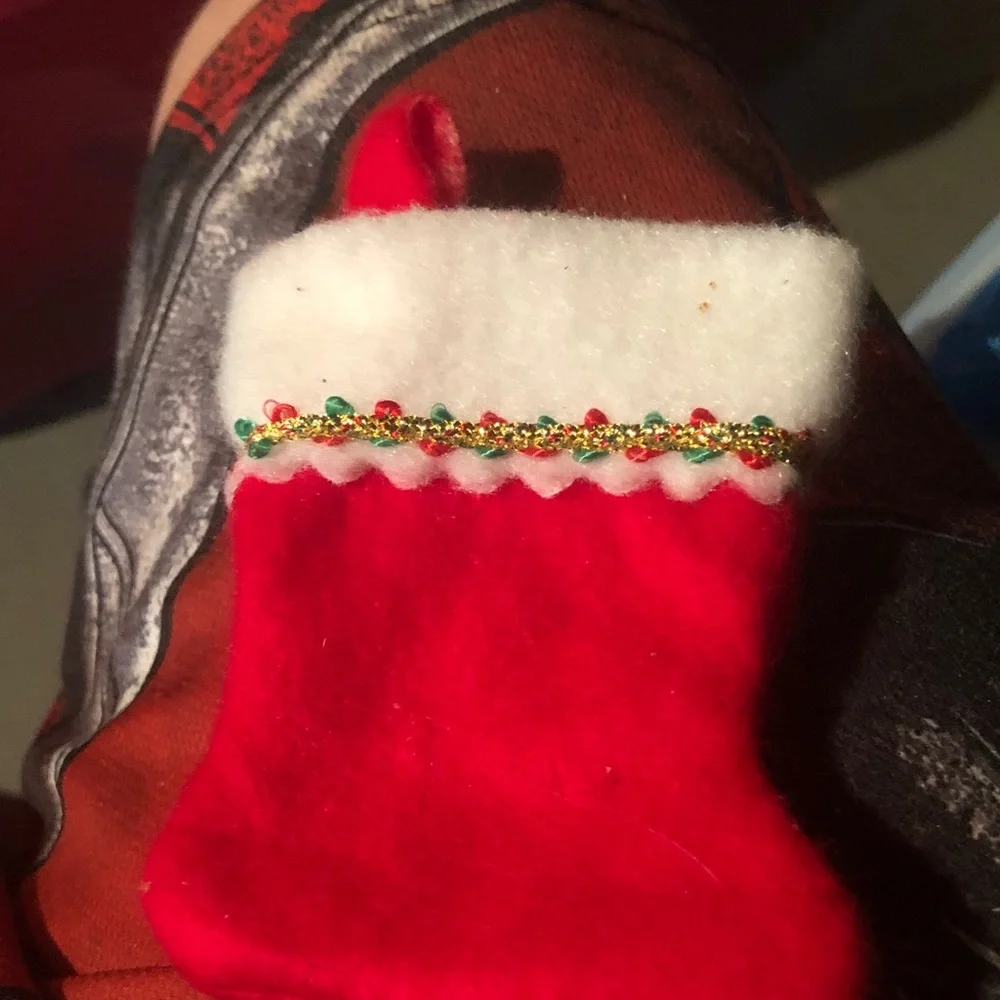Red Kids Christmas Stocking Accessory - Holiday Decorative Mini Sock